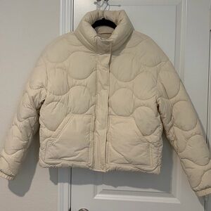 GAP Cream Quilted Puffer Jacket